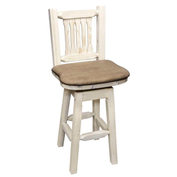 Montana Woodworks - Homestead Collection Counter Height Barstool w/ Back & Swivel - Buckskin Upholstery, Ready to Finish - 38 in