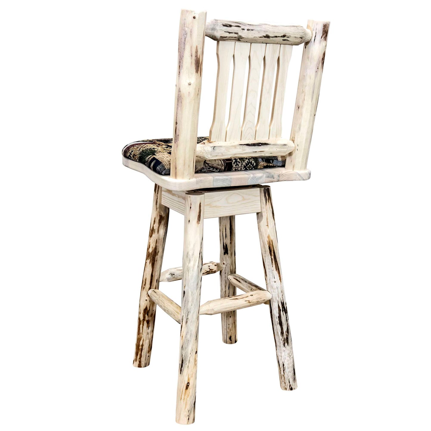 Montana Woodworks - Montana Collection Counter Height Barstool w/ Back & Swivel - Woodland Upholstery, Ready to Finish  - 38 in