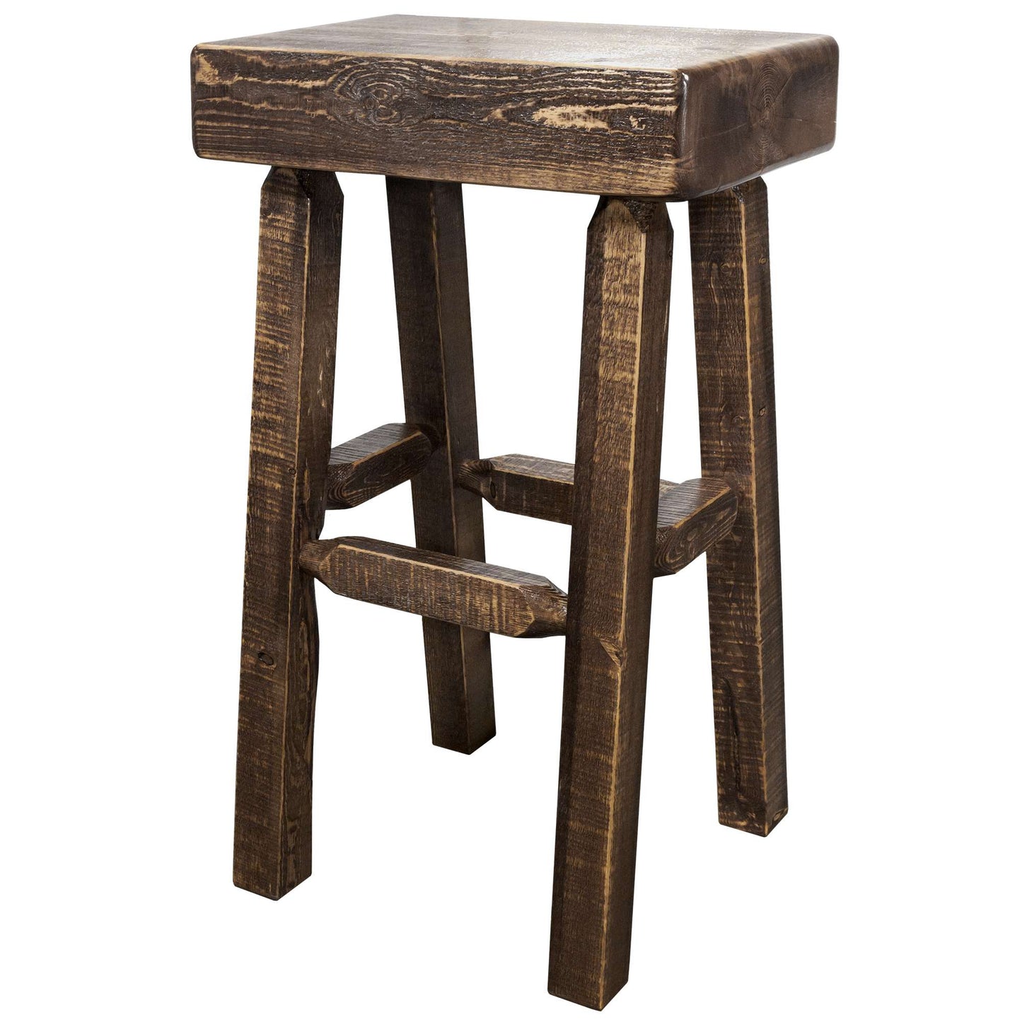 Montana Woodworks - Homestead Collection Half Log Barstool, Stain & Clear Lacquer Finish - 30 in