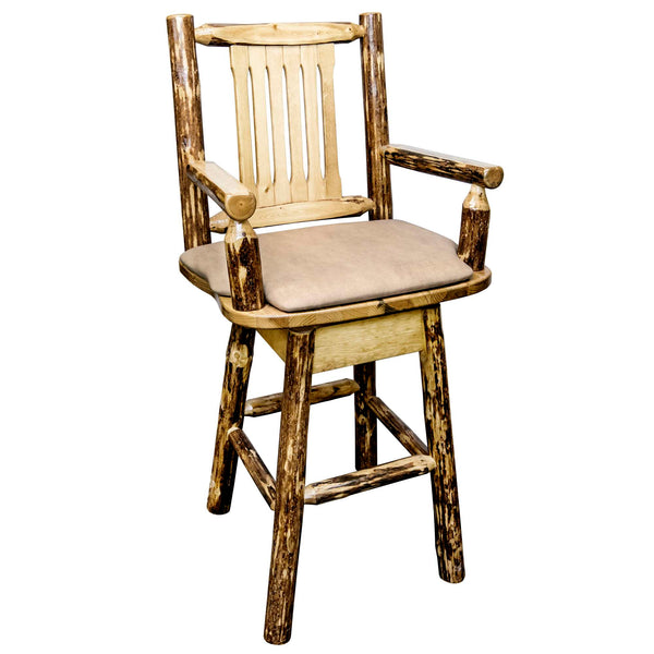 Montana Woodworks - Glacier Country Collection Counter Height Swivel Captain's Barstool - Buckskin Upholstery - 43 in