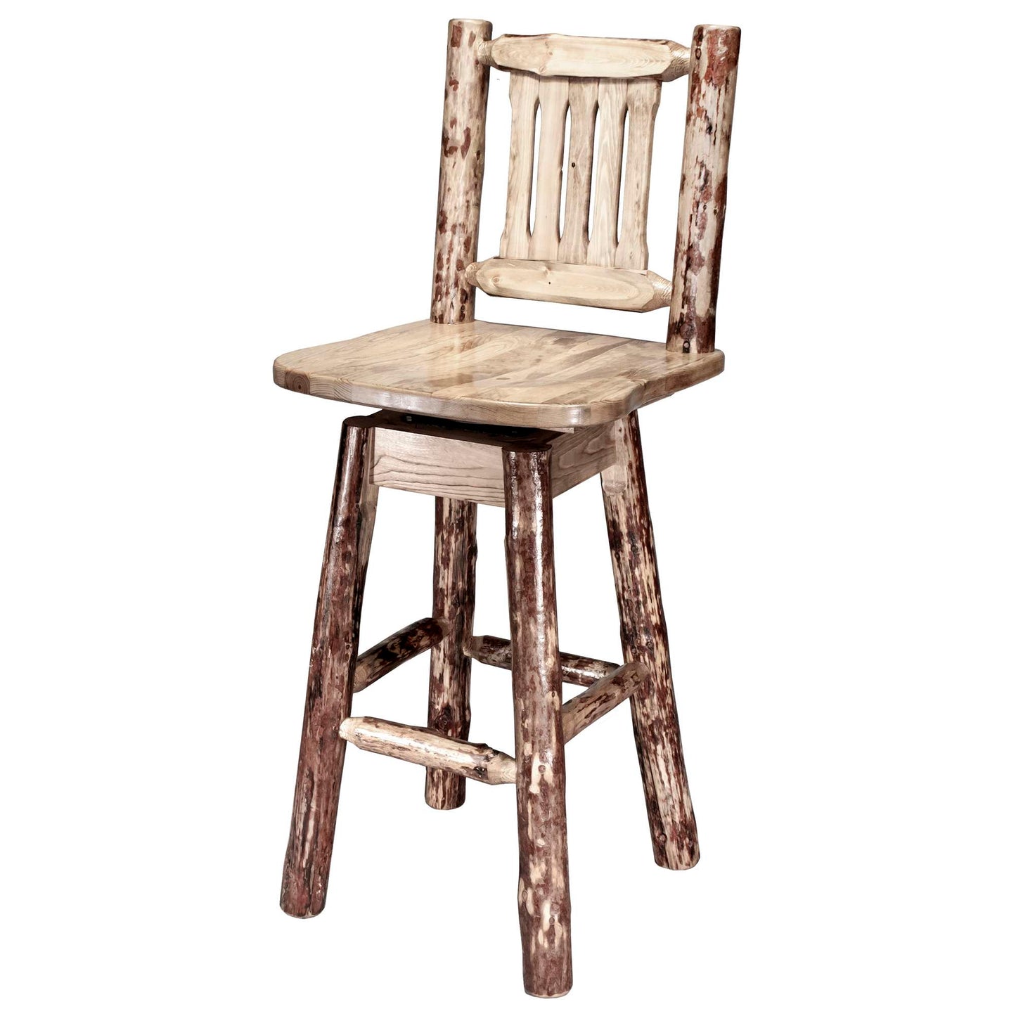 Montana Woodworks - Glacier Country Collection Barstool w/ Back & Swivel - 44 in