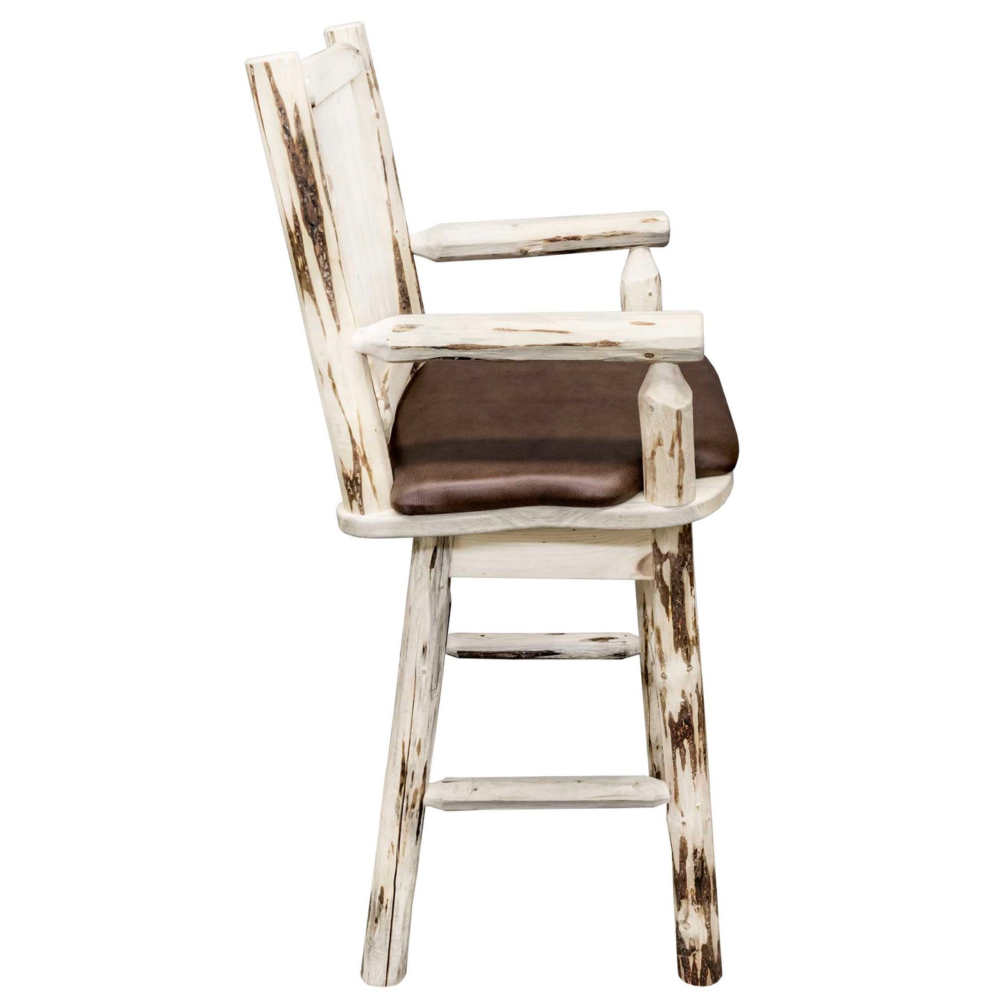 Montana Woodworks - Montana Collection Captain's Barstool w/ Back & Swivel, Ready to Finish w/ Upholstered Seat, Saddle Pattern  - 49 in