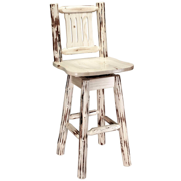 Montana Woodworks - Montana Collection Counter Height Barstool w/ Back & Swivel, Clear Lacquer Finish  - 38 in