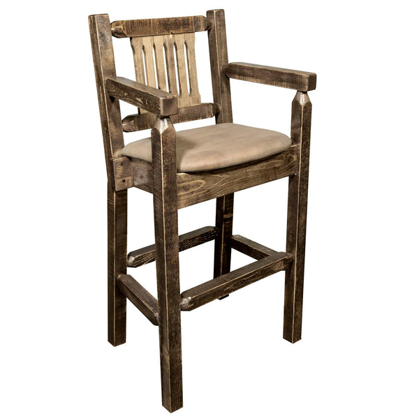 Montana Woodworks - Homestead Collection Counter Height Captain's Barstool - Buckskin Upholstery, Stain & Lacquer Finish - 38 in