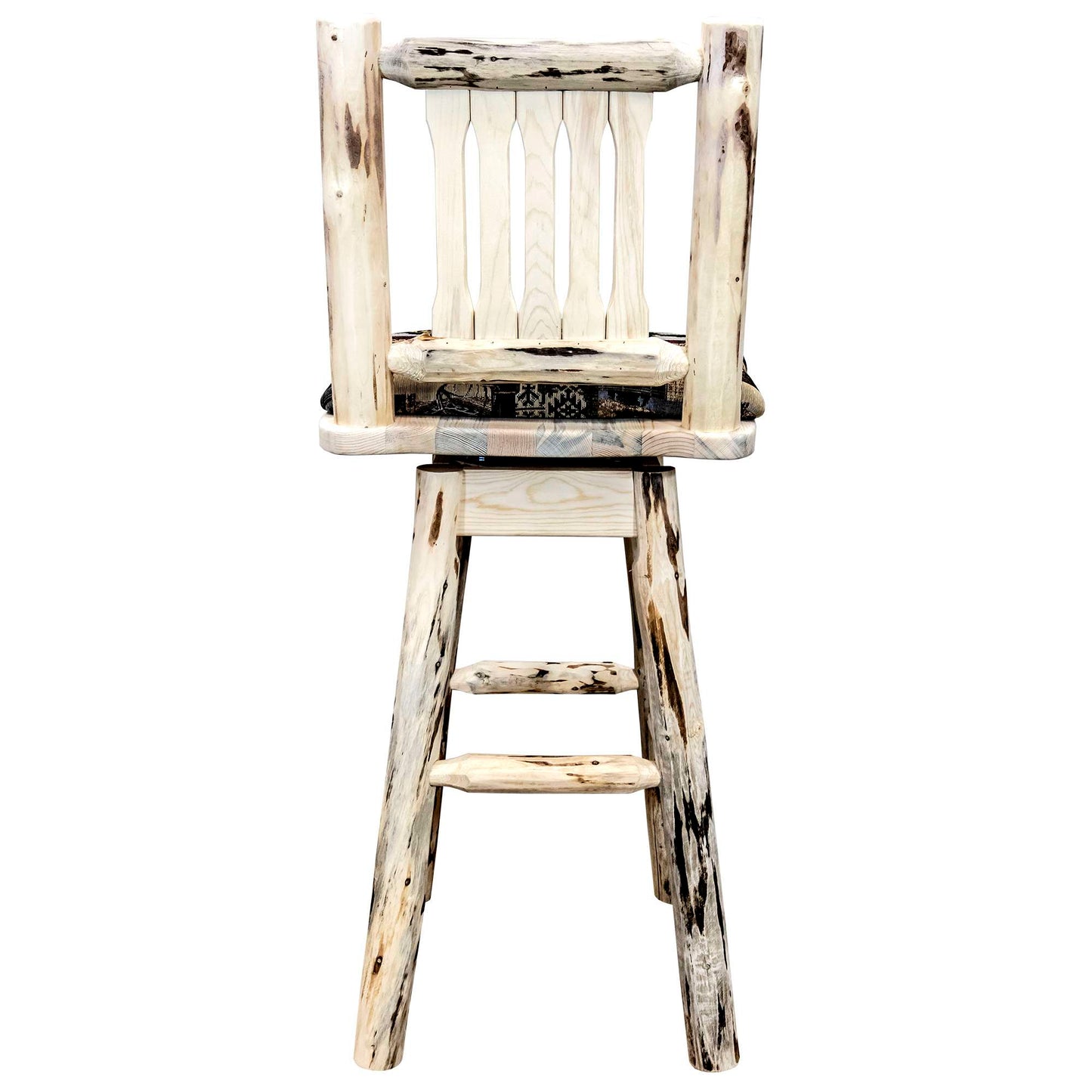 Montana Woodworks - Montana Collection Counter Height Barstool w/ Back & Swivel - Woodland Upholstery, Ready to Finish  - 38 in
