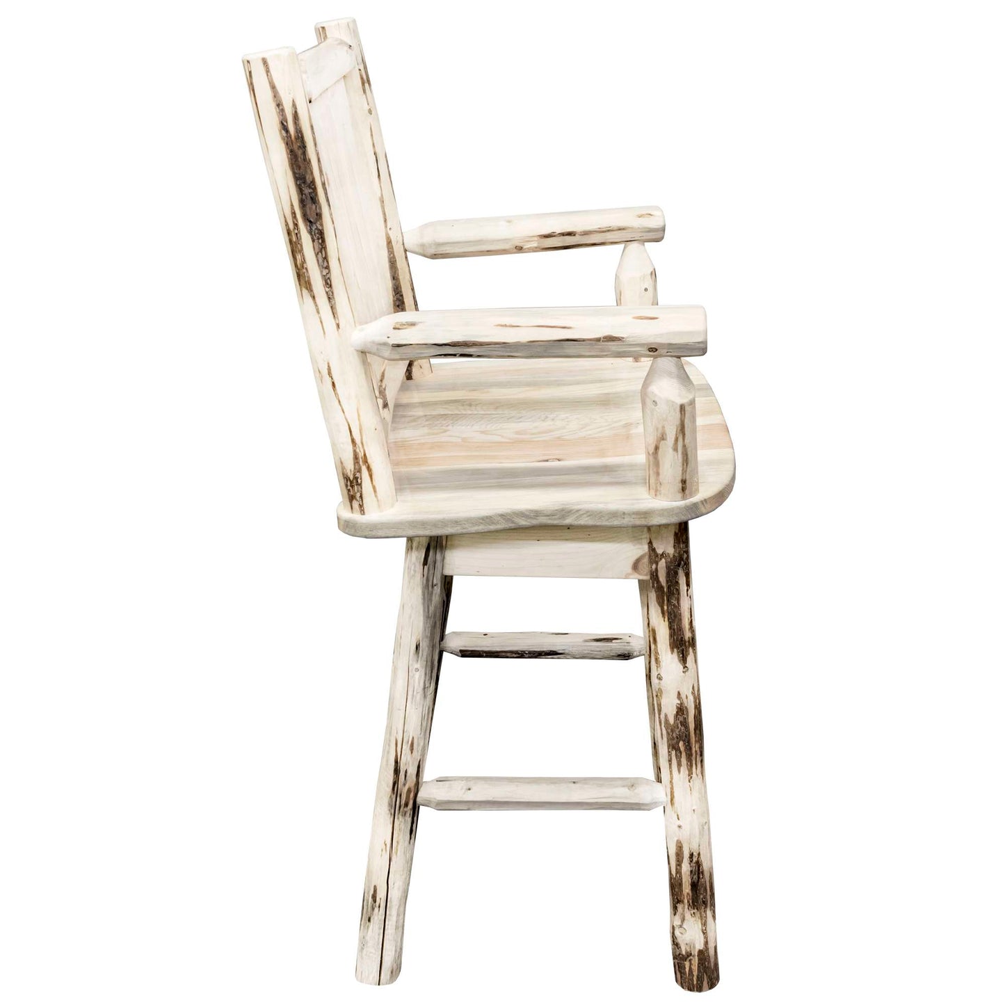 Montana Woodworks - Montana Collection Counter Height Swivel Captain's Barstool, Clear Lacquer Finish  - 43 in