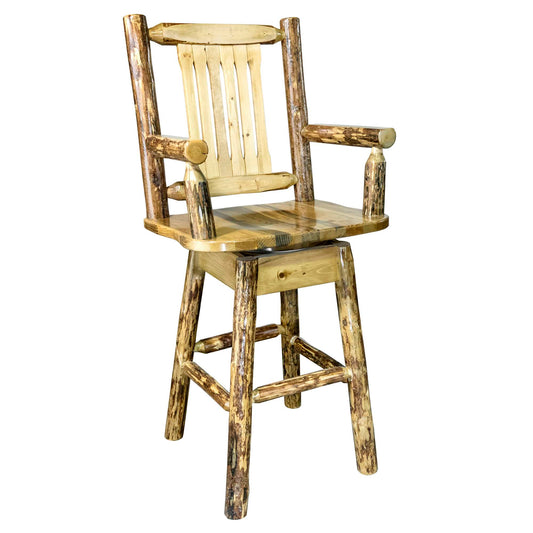 Montana Woodworks - Glacier Country Collection Captain's Barstool w/ Back & Swivel - 49 in