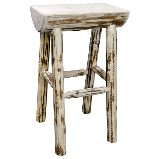 Montana Woodworks - Montana Collection Counter Height Half Log Barstool, Clear Lacquer Finish  - 24 in