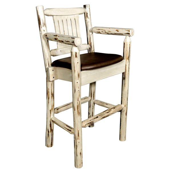 Montana Woodworks - Montana Collection Counter Height Captain's Barstool - Saddle Upholstery, Ready to Finish  - 38 in