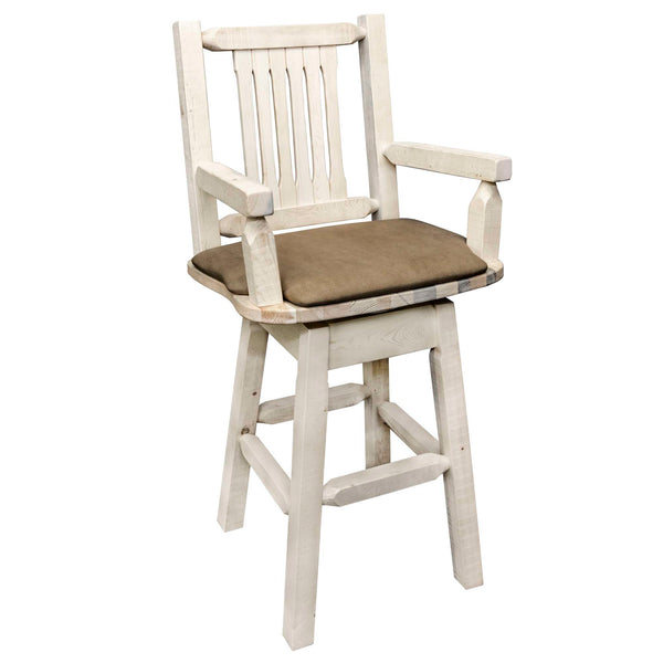 Montana Woodworks - Homestead Collection Counter Height Swivel Captain's Barstool - Buckskin Upholstery, Ready to Finish - 43 in