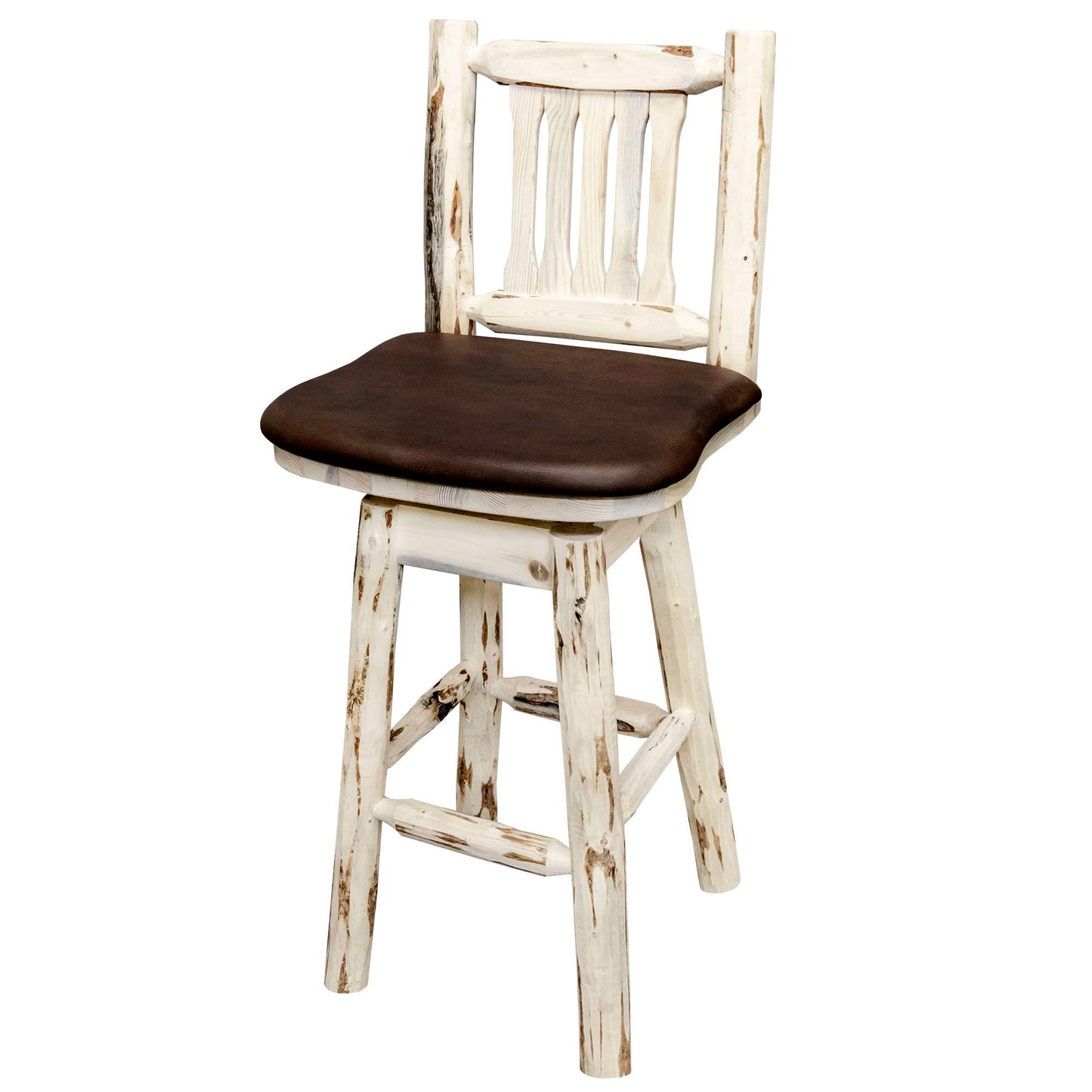 Montana Woodworks - Montana Collection Counter Height Barstool w/ Back & Swivel - Saddle Upholstery, Ready to Finish  - 38 in