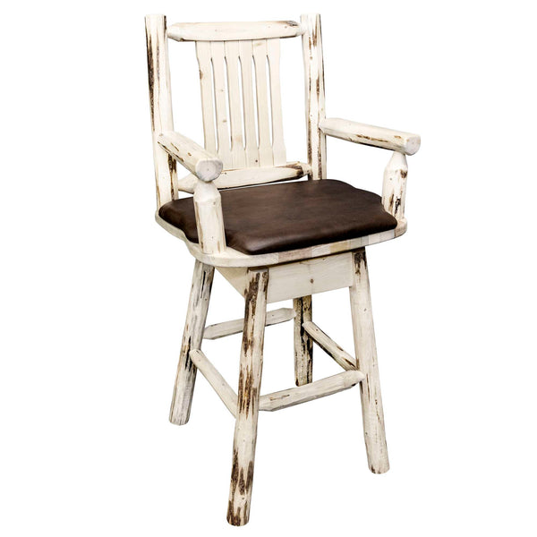 Montana Woodworks - Montana Collection Counter Height Swivel Captain's Barstool - Saddle Upholstery, Ready to Finish  - 43 in