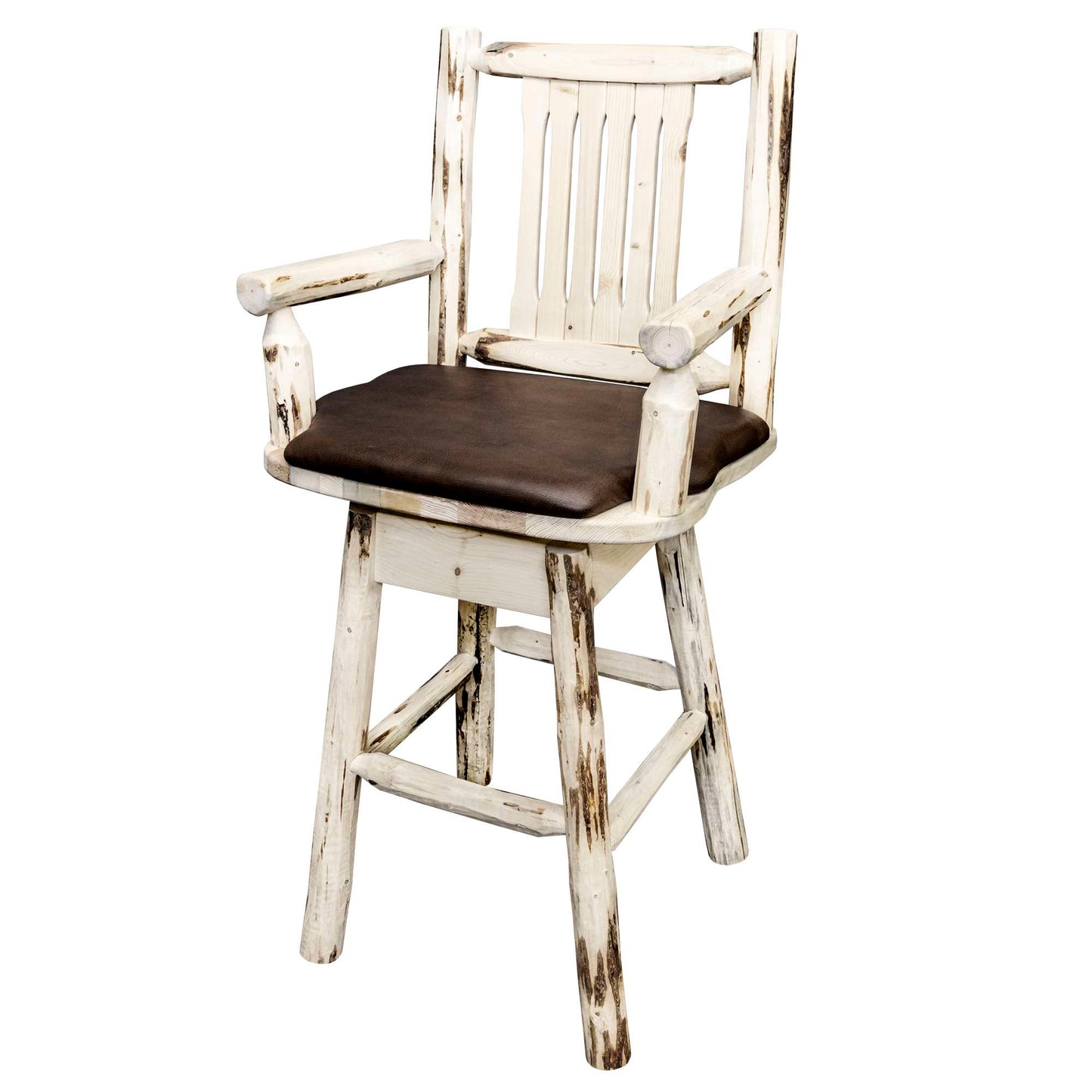 Montana Woodworks - Montana Collection Counter Height Swivel Captain's Barstool - Saddle Upholstery, Ready to Finish  - 43 in