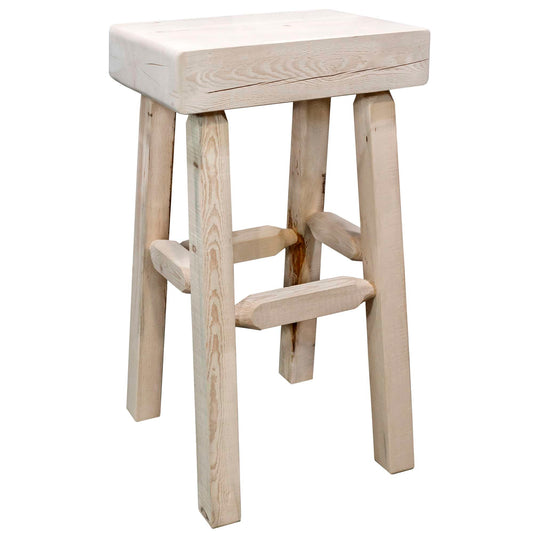 Montana Woodworks - Homestead Collection Counter Height Half Log Barstool, Ready to Finish - 24 in