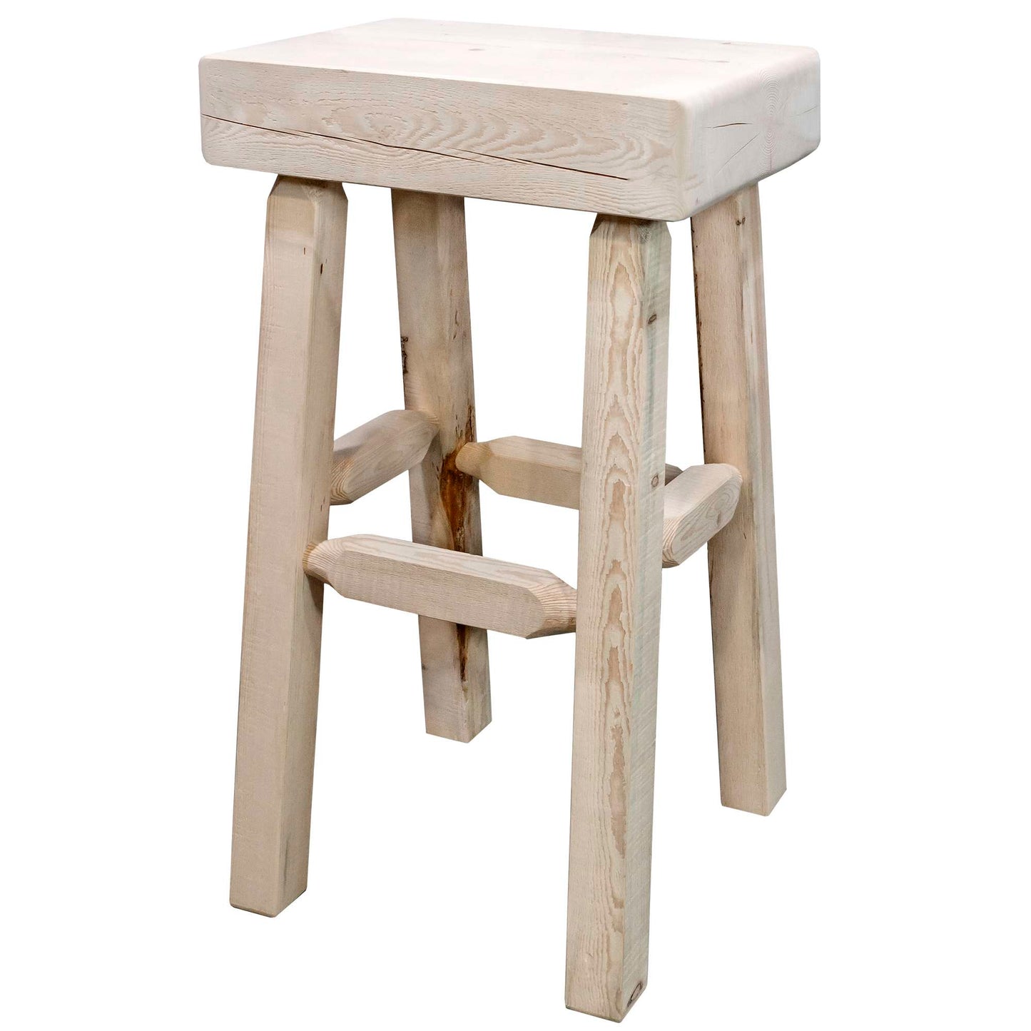 Montana Woodworks - Homestead Collection Half Log Barstool, Clear Lacquer Finish - 30 in