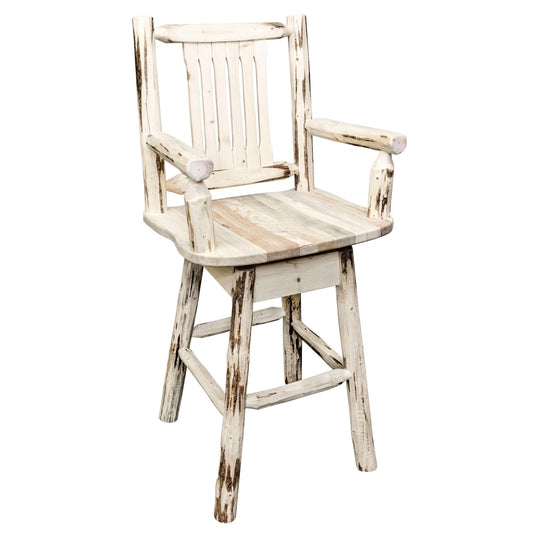 Montana Woodworks - Montana Collection Counter Height Swivel Captain's Barstool, Clear Lacquer Finish  - 43 in
