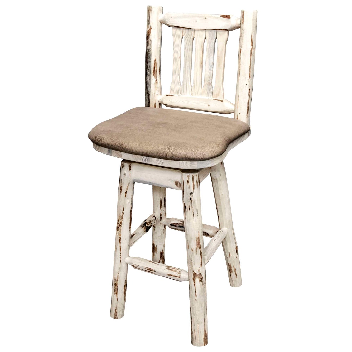 Montana Woodworks - Montana Collection Counter Height Barstool w/ Back & Swivel - Buckskin Upholstery, Ready to Finish  - 38 in