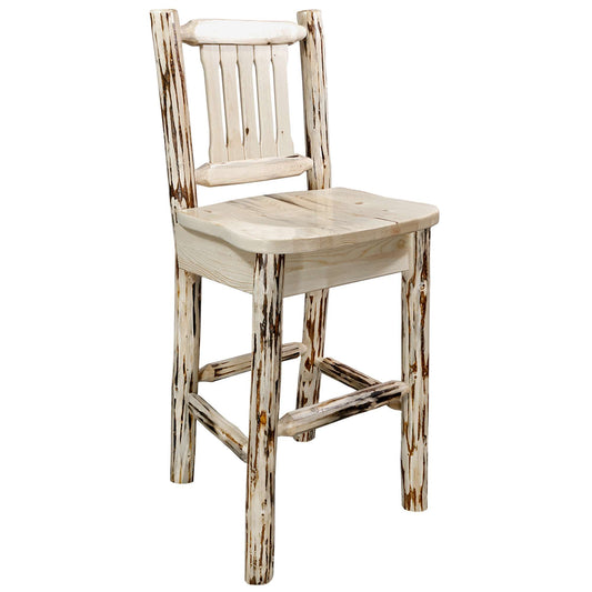 Montana Woodworks - Montana Collection Counter Height Barstool w/ Back, Clear Lacquer Finish  - 38 in