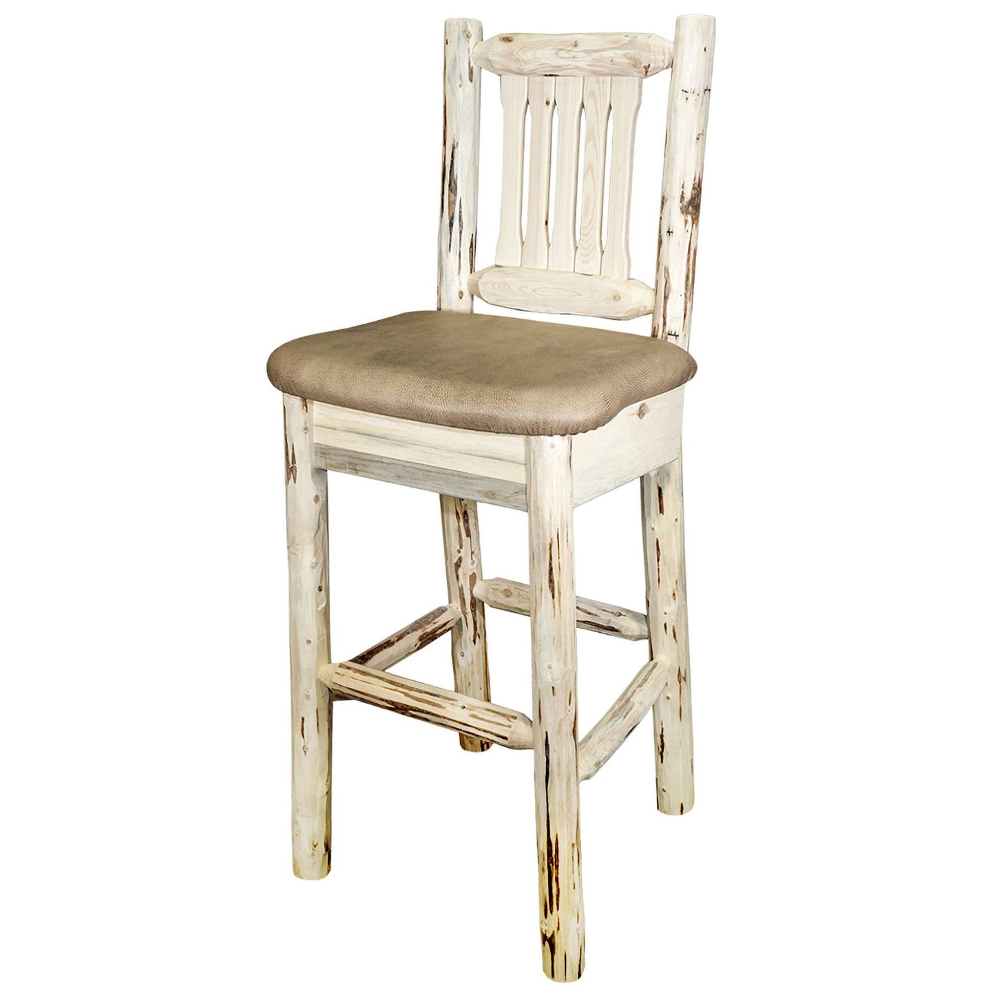 Montana Woodworks - Montana Collection Counter Height Barstool w/ Back - Buckskin Upholstery, Ready to Finish  - 38 in