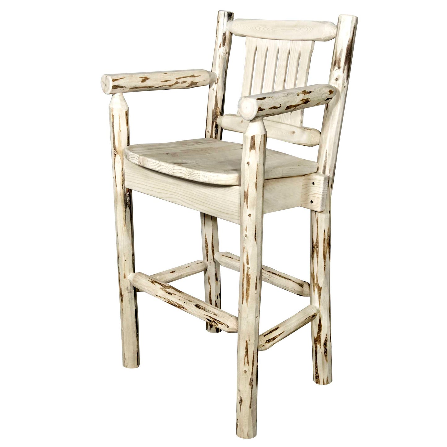 Montana Woodworks - Montana Collection Captain's Barstool, Clear Lacquer Finish  - 44 in