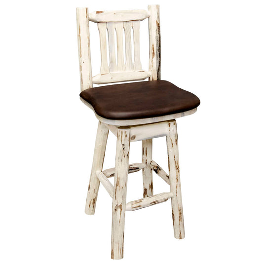 Montana Woodworks - Montana Collection Counter Height Barstool w/ Back & Swivel - Saddle Upholstery, Ready to Finish  - 38 in