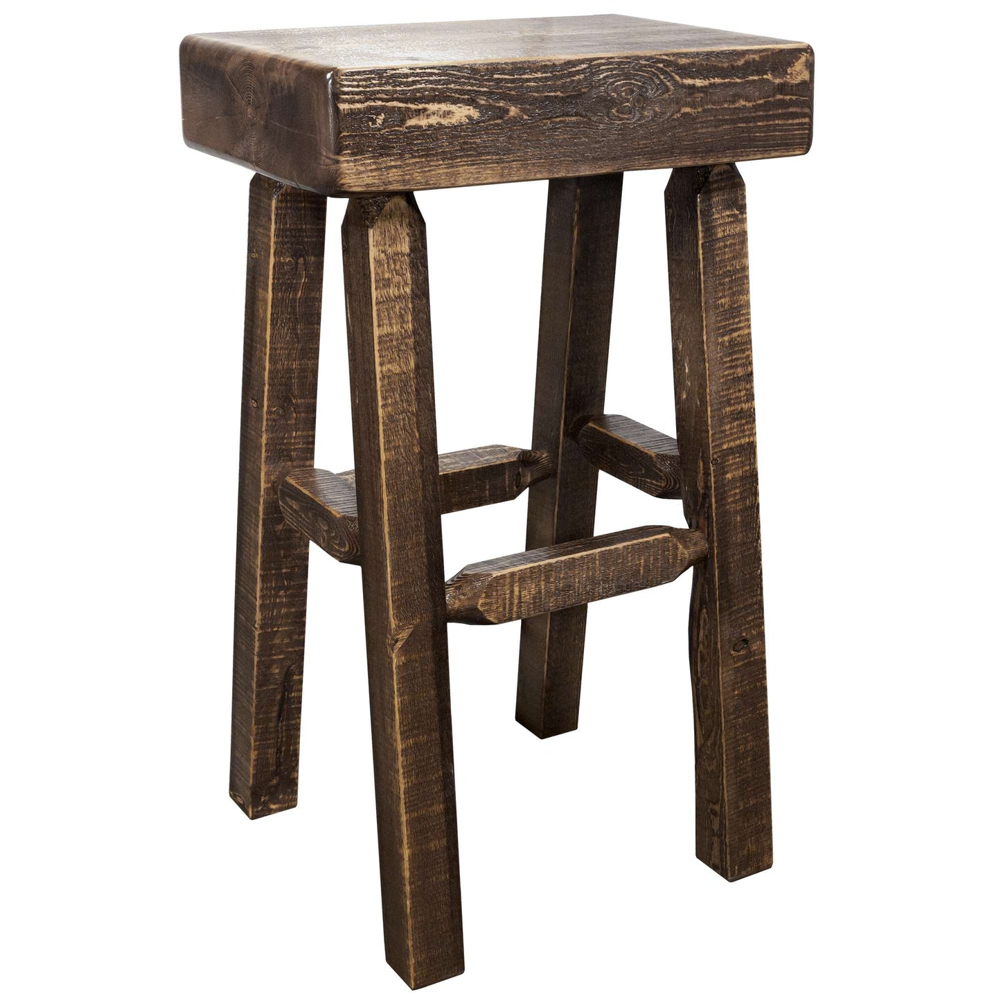 Montana Woodworks - Homestead Collection Half Log Barstool, Stain & Clear Lacquer Finish - 30 in