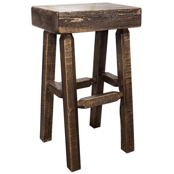 Montana Woodworks - Homestead Collection Counter Height Half Log Barstool, Stain & Lacquer Finish - 24 in