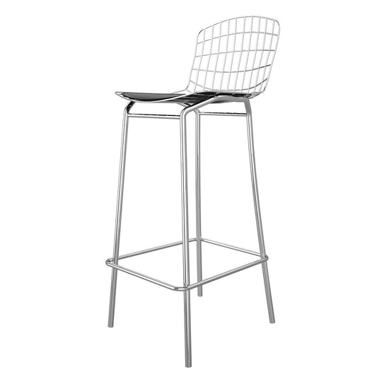 Manhattan Comfort Madeline 41.73" Barstool in Silver and Black