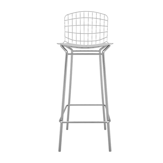 Manhattan Comfort Madeline 41.73" Barstool in Silver and White