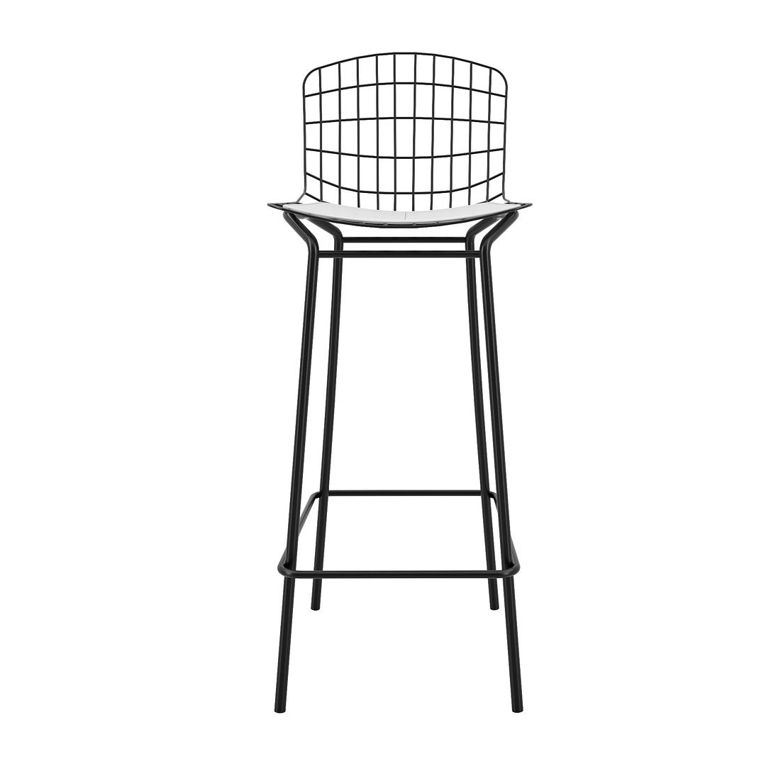 Manhattan Comfort Madeline 41.73" Barstool with Seat Cushion in Black and White
