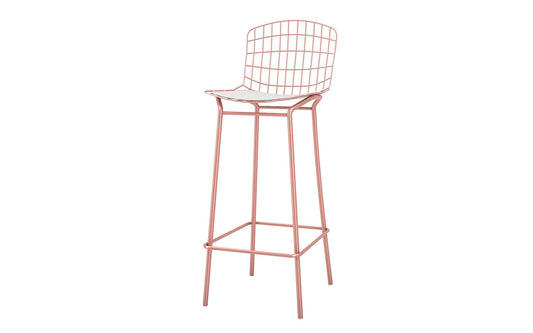 Manhattan Comfort Madeline 41.73" Barstool with Seat Cushion in Rose Pink Gold and White