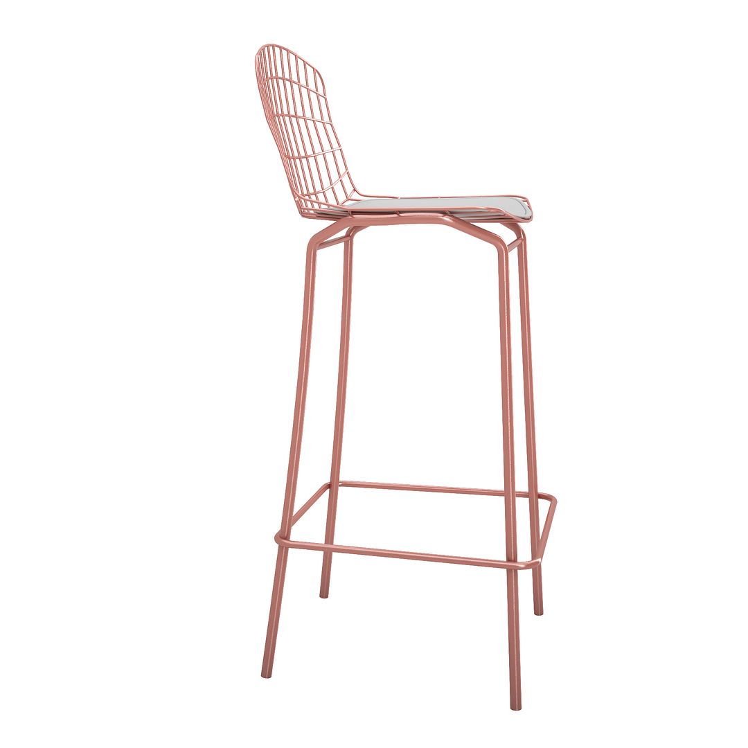 Manhattan Comfort Madeline 41.73" Barstool with Seat Cushion in Rose Pink Gold and White