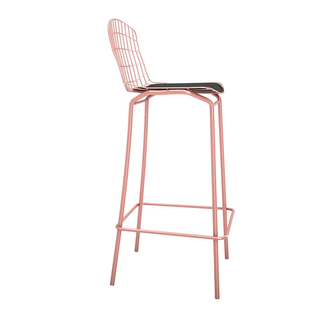 Manhattan Comfort Madeline 41.73" Barstool with Seat Cushion in Rose Pink Gold and Black (Set of 2)