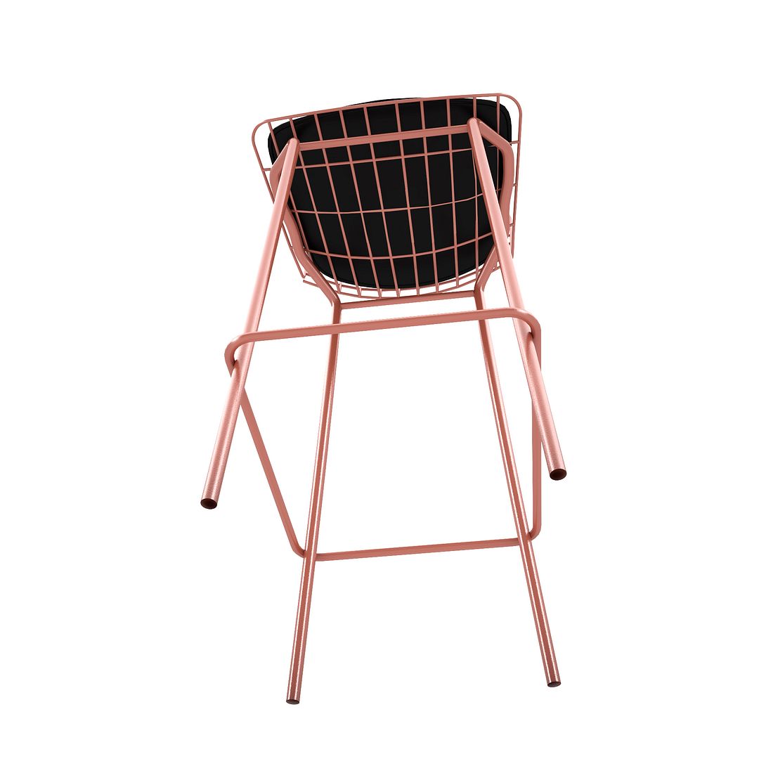 Manhattan Comfort Madeline 41.73" Barstool with Seat Cushion in Rose Pink Gold and Black (Set of 2)