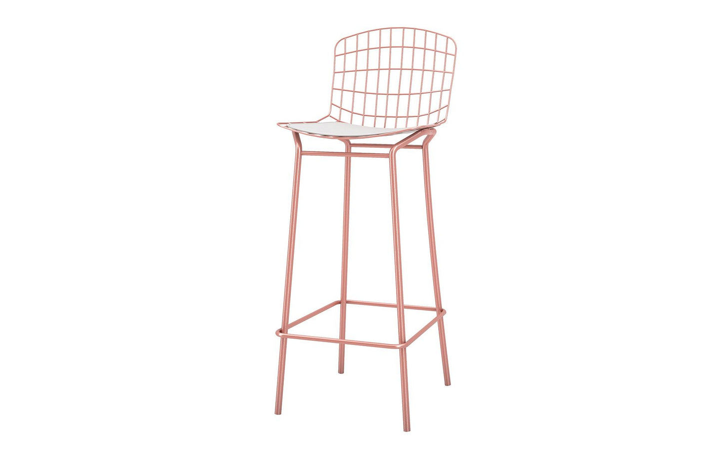 Manhattan Comfort Madeline 41.73" Barstool with Seat Cushion in Rose Pink Gold and White (Set of 2)