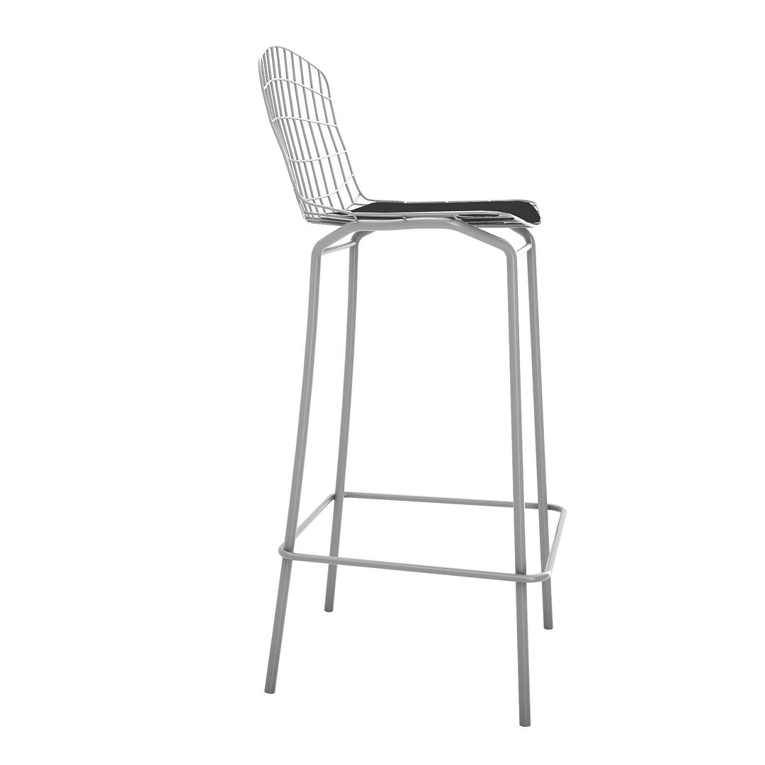 Manhattan Comfort Madeline 41.73" Barstool with Seat Cushion in Charcoal Grey and Black (Set of 2)