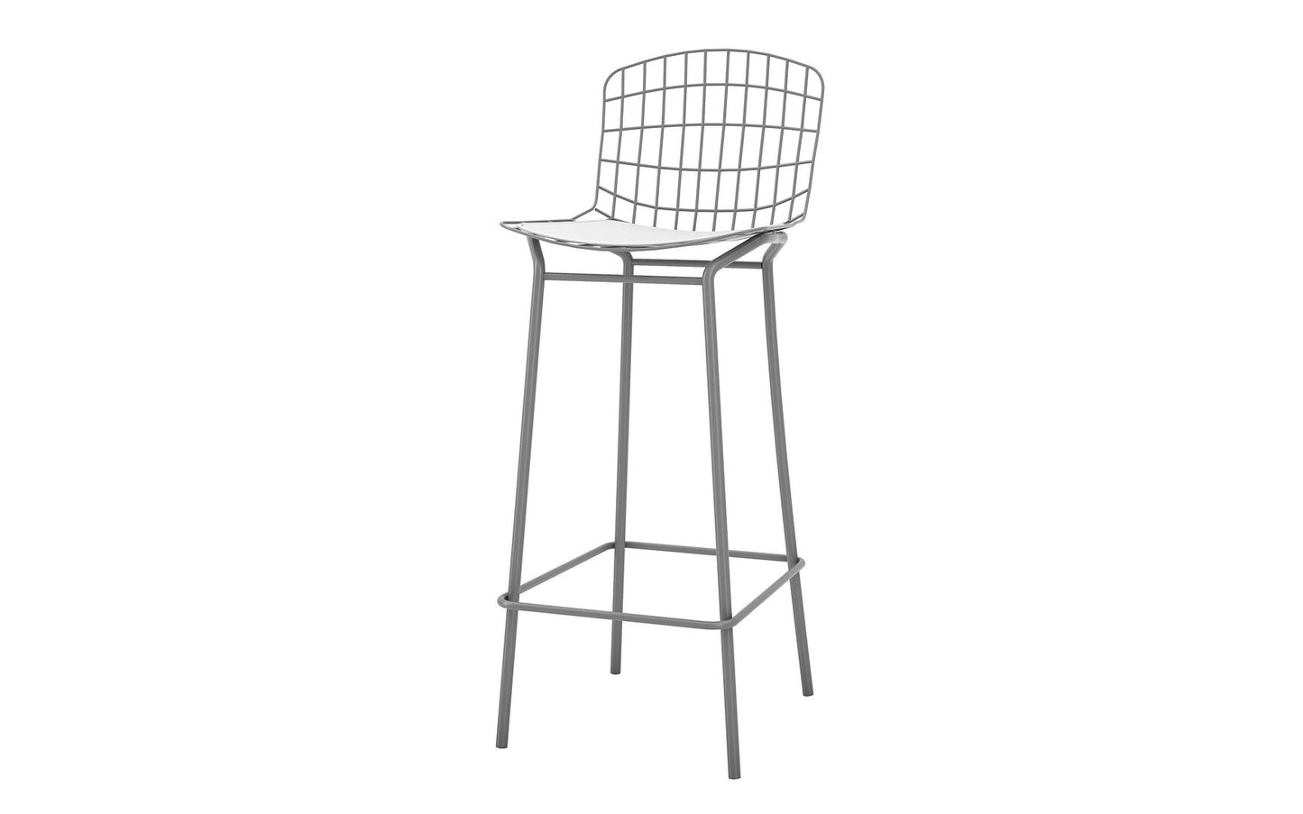 Manhattan Comfort Madeline 41.73" Barstool with Seat Cushion in Charcoal Grey and White (Set of 2)