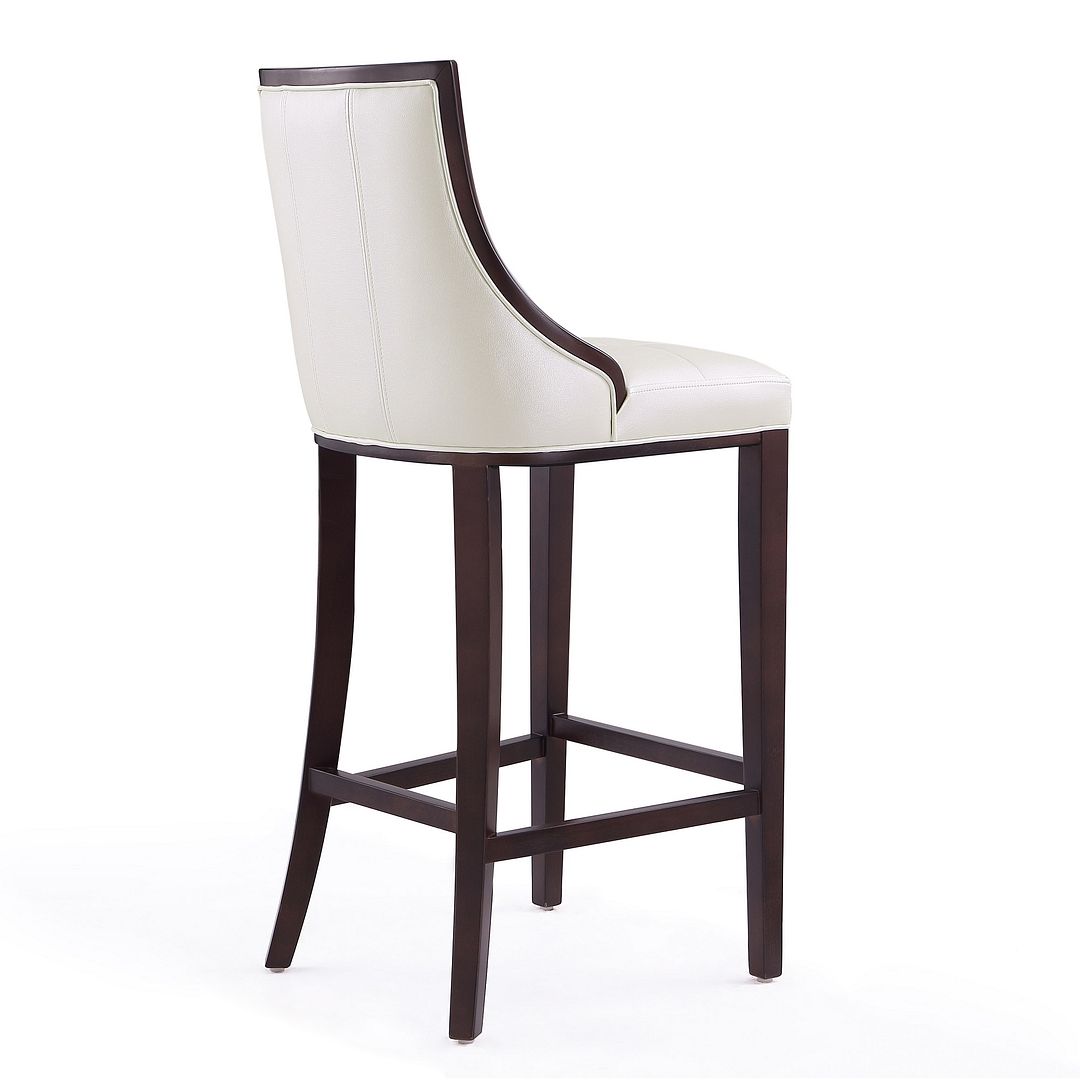 Manhattan Comfort Fifth Avenue 45 in. Pearl White and Walnut Beech Wood Bar Stool (Set of 2)