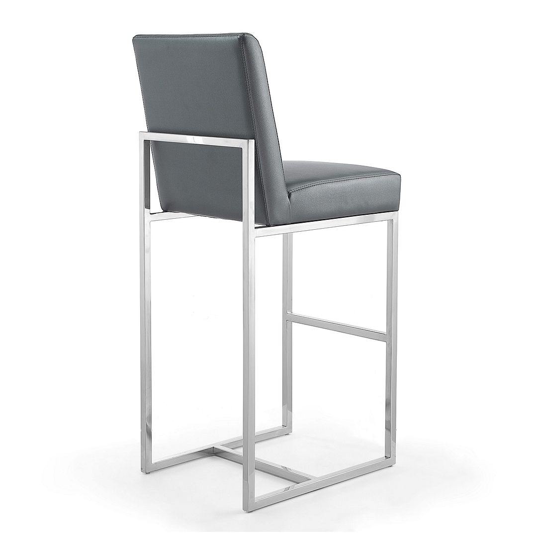 Manhattan Comfort Element 42.13 in. Graphite and Polished Chrome Stainless Steel Bar Stool (Set of 2)