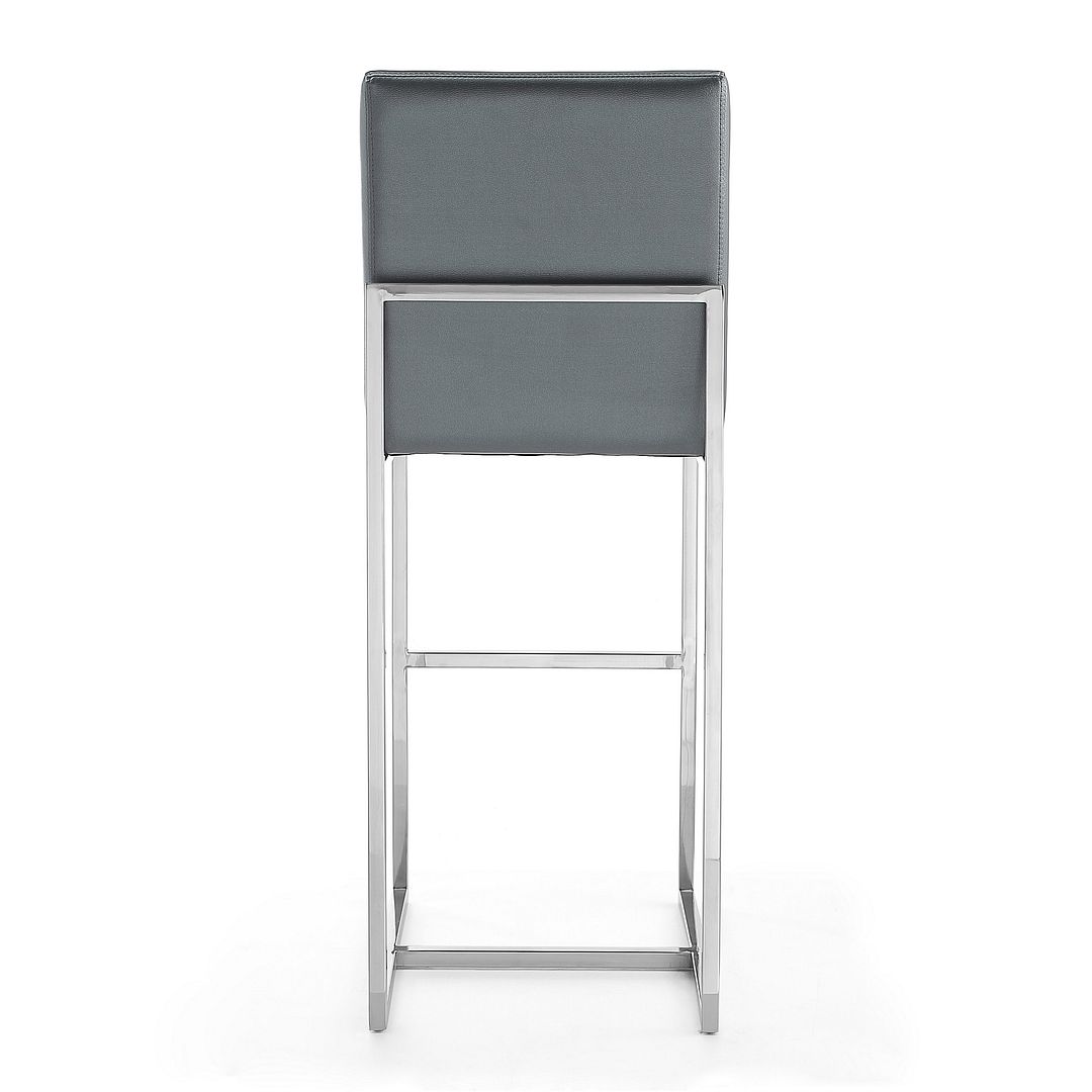 Manhattan Comfort Element 42.13 in. Graphite and Polished Chrome Stainless Steel Bar Stool (Set of 2)