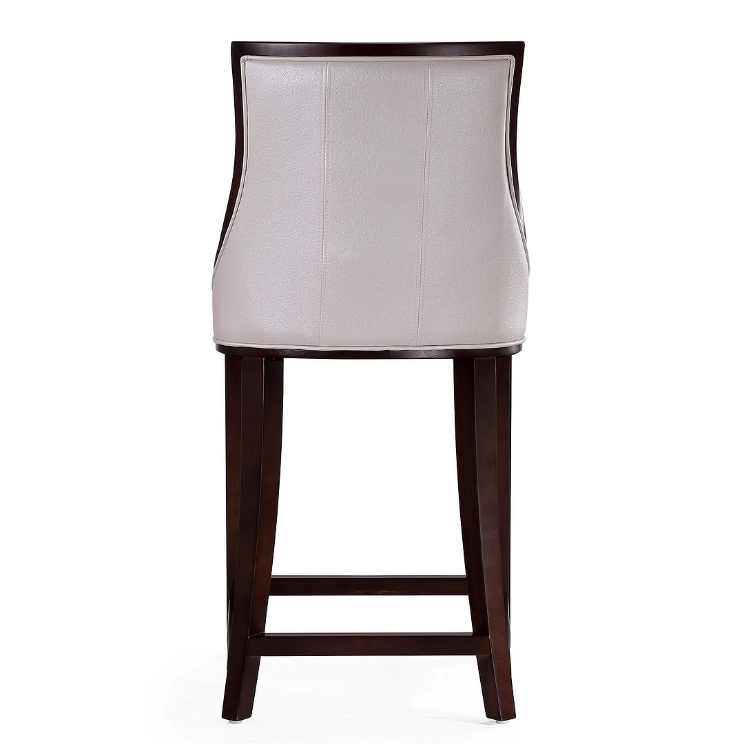 Manhattan Comfort Fifth Ave 39.5 in. Pearl White and Walnut Beech Wood Counter Height Bar Stool (Set of 2)