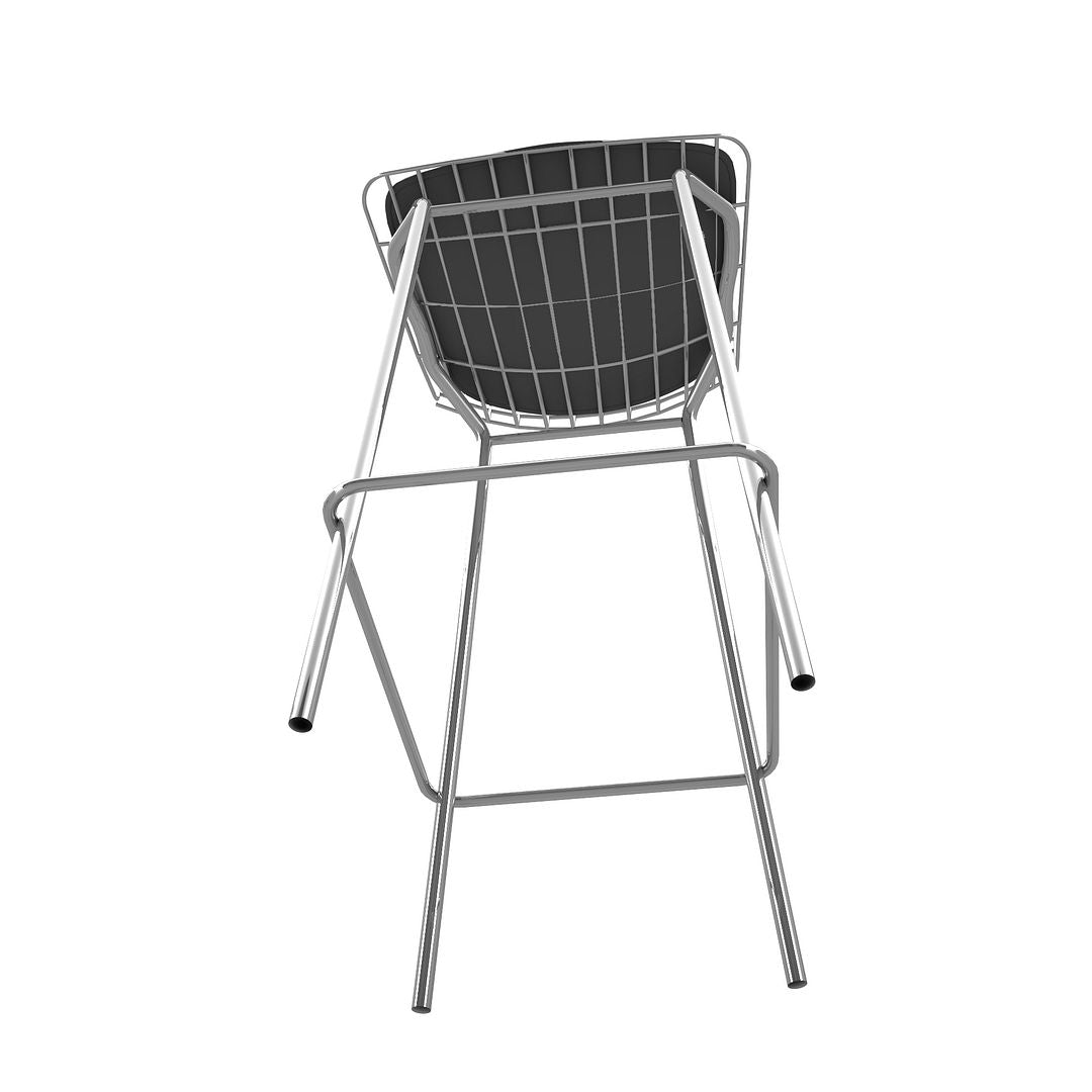 Manhattan Comfort Madeline 41.73" Barstool in Silver and Black (Set of 3)