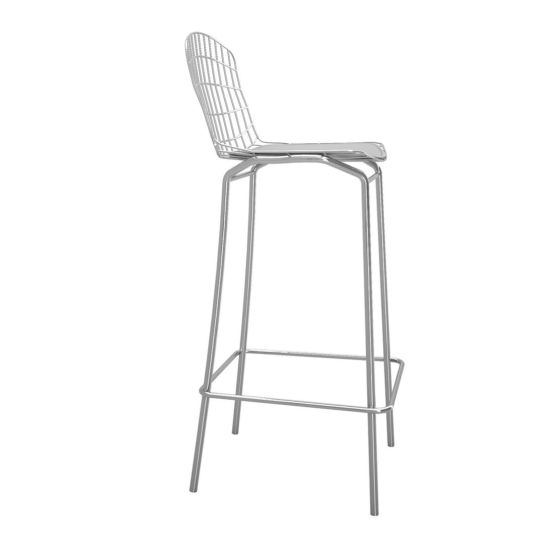 Manhattan Comfort Madeline 41.73" Barstool in Silver and White (Set of 3)