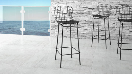 Manhattan Comfort Madeline 41.73" Barstool with Seat Cushion in Black (Set of 2)
