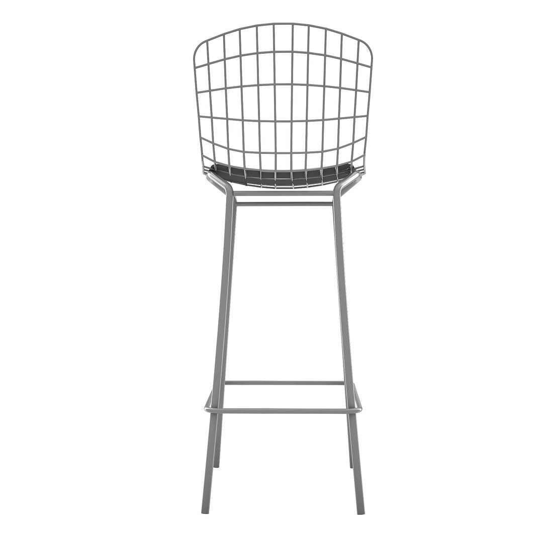 Manhattan Comfort Madeline 41.73" Barstool with Seat Cushion in Charcoal Grey and Black (Set of 3)