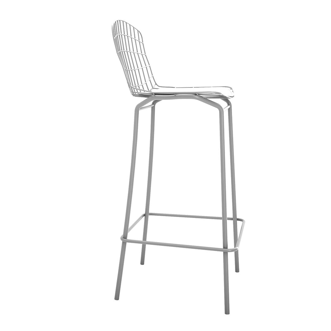Manhattan Comfort Madeline 41.73" Barstool with Seat Cushion in Charcoal Grey and White (Set of 3)