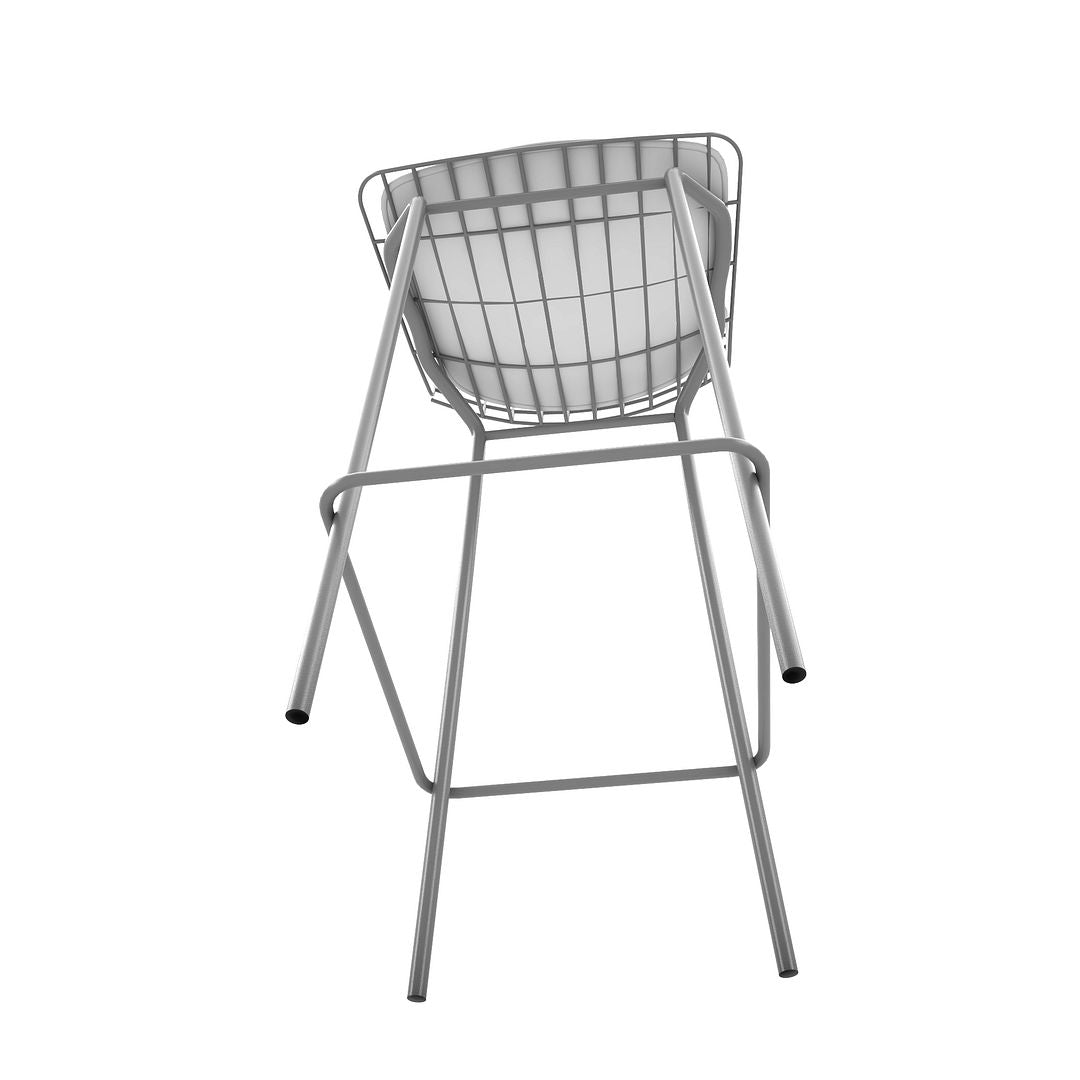 Manhattan Comfort Madeline 41.73" Barstool with Seat Cushion in Charcoal Grey and White (Set of 3)