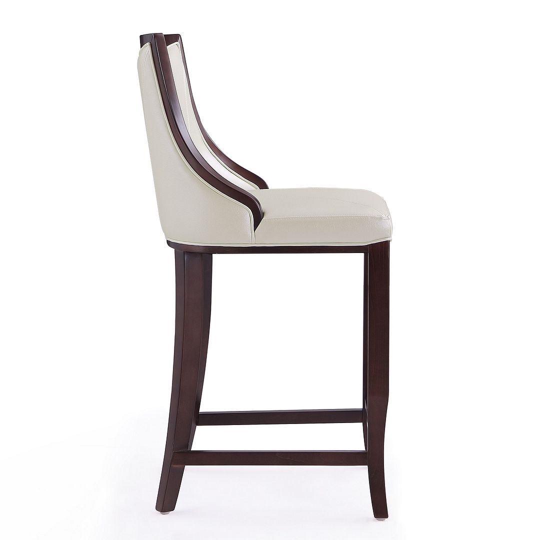 Manhattan Comfort Emperor 41 in. Pearl White and Walnut Beech Wood Bar Stool (Set of 3)