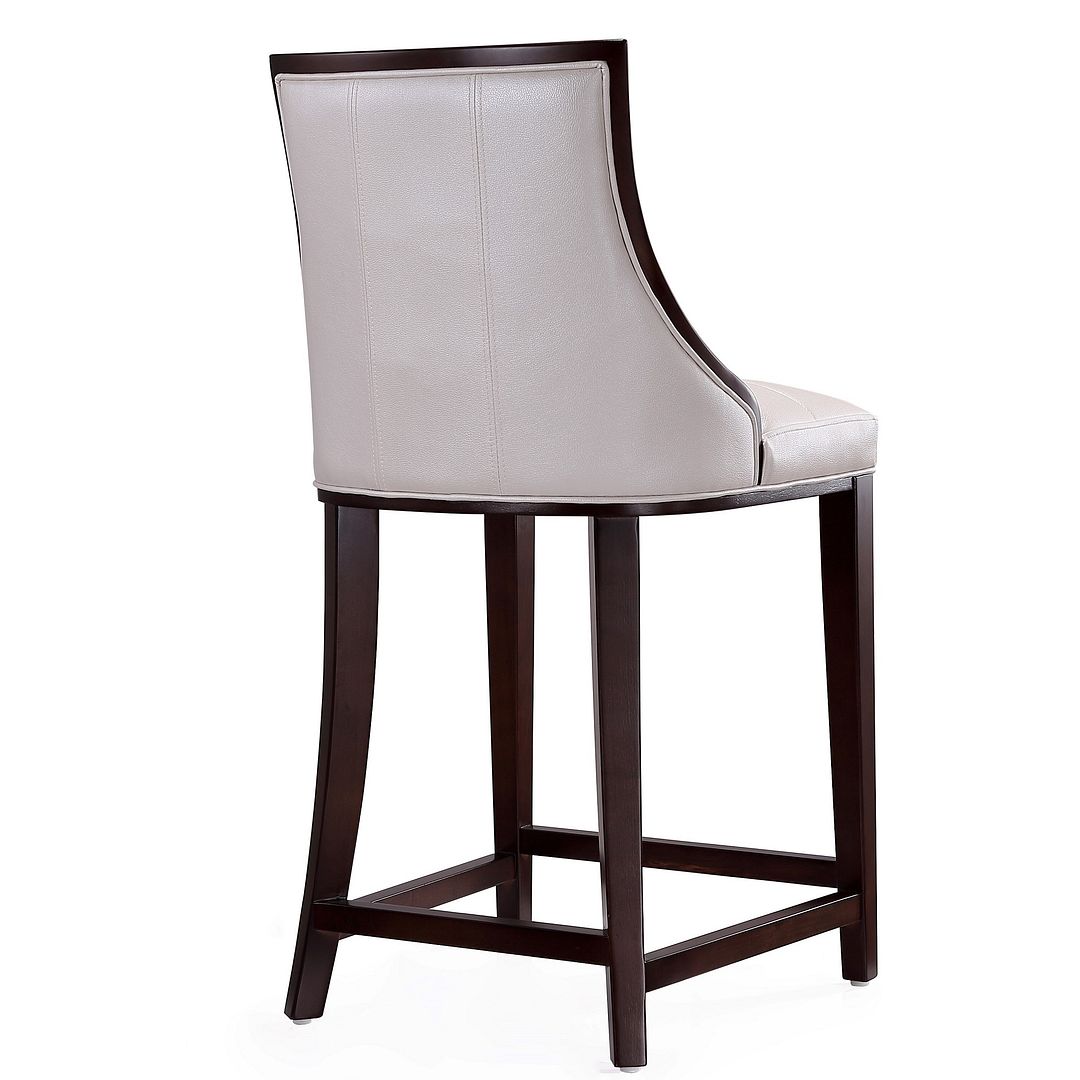 Manhattan Comfort Fifth Ave 39.5 in. Pearl White and Walnut Beech Wood Counter Height Bar Stool (Set of 3)