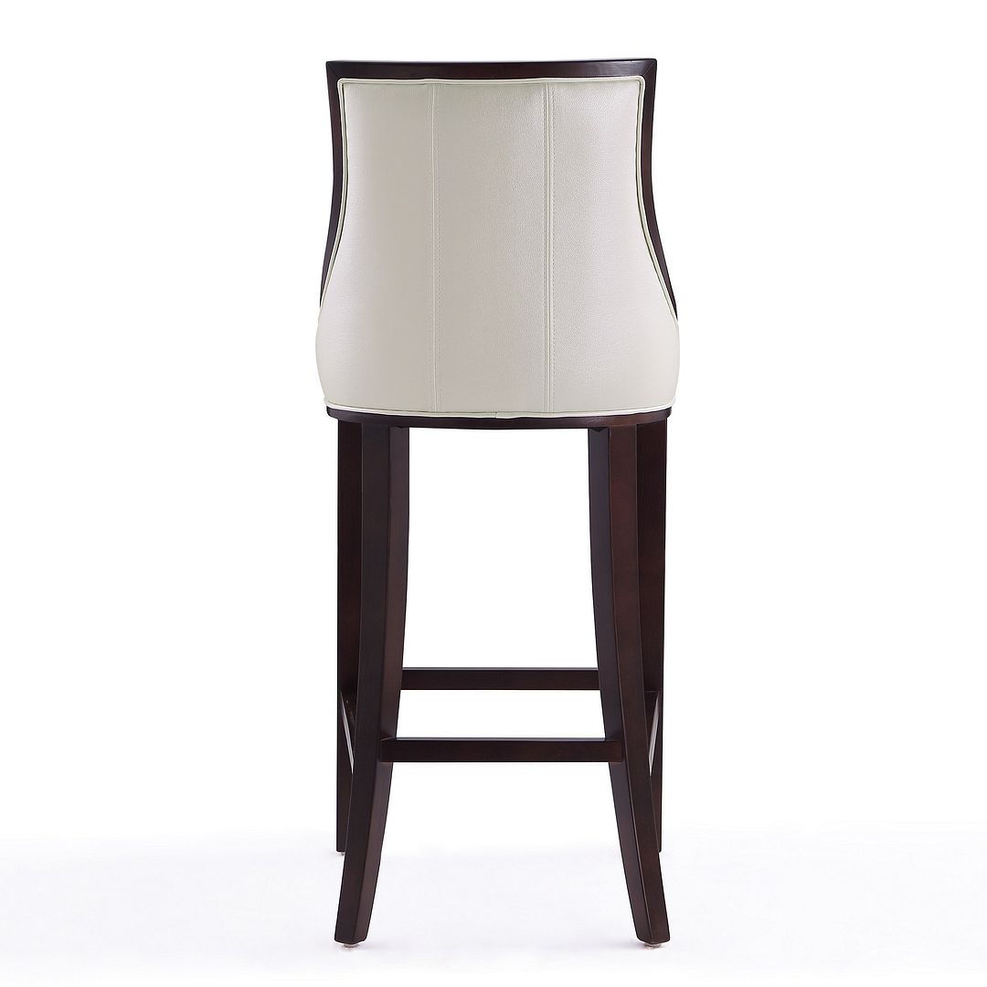 Manhattan Comfort Fifth Avenue 45 in. Pearl White and Walnut Beech Wood Bar Stool